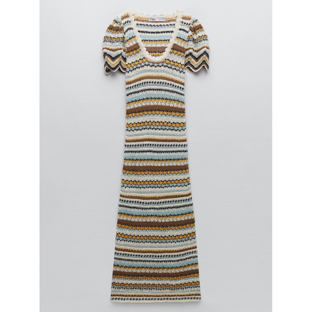 Zara Long Striped Knit Dress NWT
